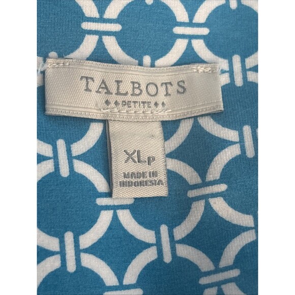 Talbots Petite XLDress Sheath Self Tie Cap Sleeve Stretch Blue Geometric Print - Picture 11 of 14